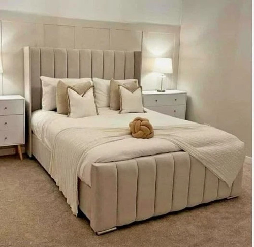 Winged panel bed frame with - panel,