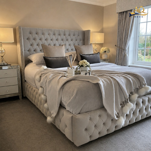 Chesterfield winged bed frame - winged,