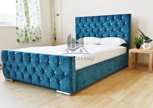 Diamond upholstered teal bed - diamond,