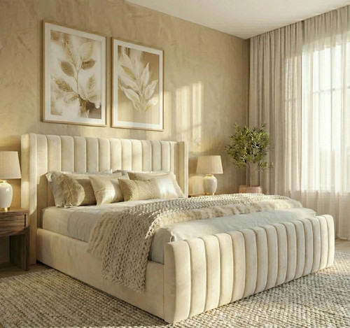 Winged upholstered bed - winged,