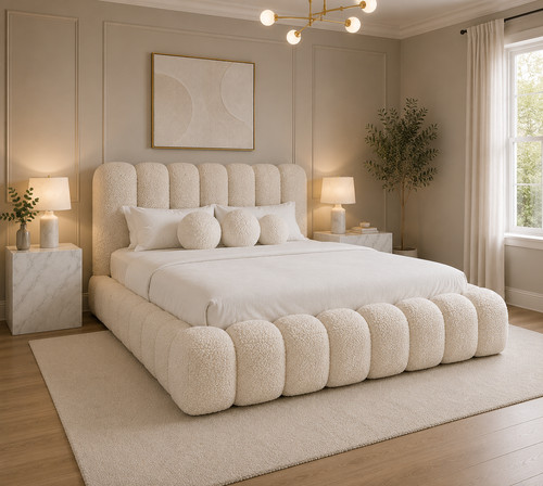 Cloud teddy boucle fabric bed - fabric,