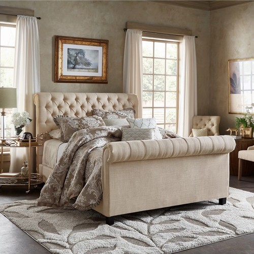 Sleigh bed scroll fabric - scroll,