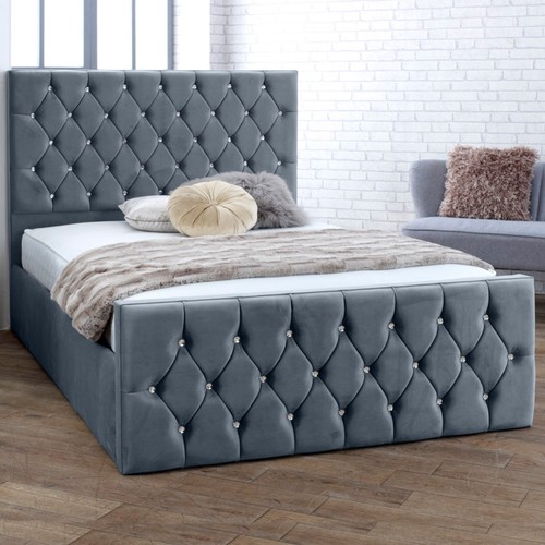 New ottoman steel grey plush - new,