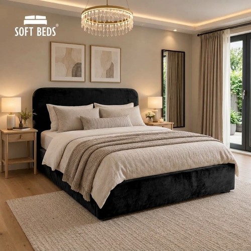 Panel bed frame - bed, velvet