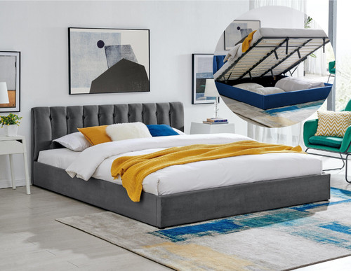 Velvet ottoman storage bed - ottoman,