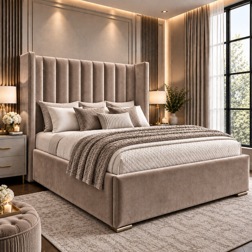 Winged panel plush velvet - plush, bed