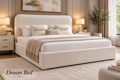 Cloud teddy boucle fabric bed - boucle,