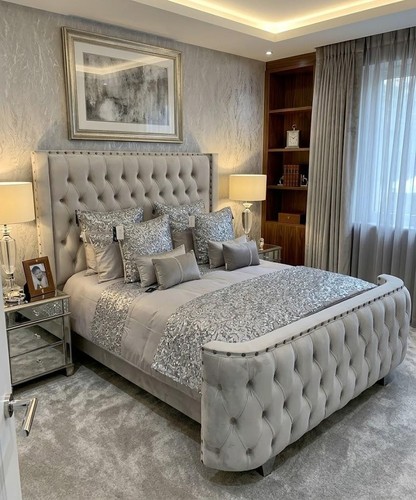 Chesterfield winged bed frame - bed,