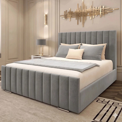 Panel upholstered bed frame - bed,