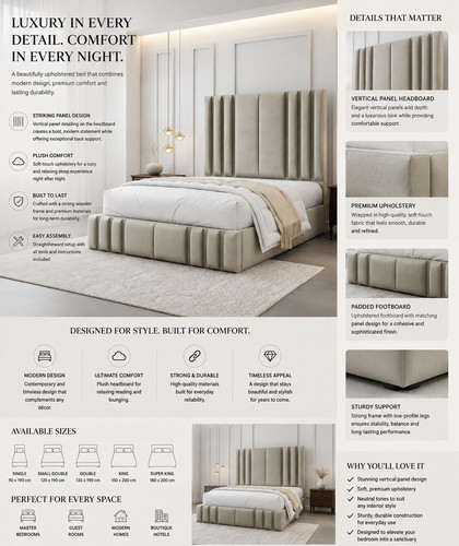Luxury panel upholstered bed - luxury,