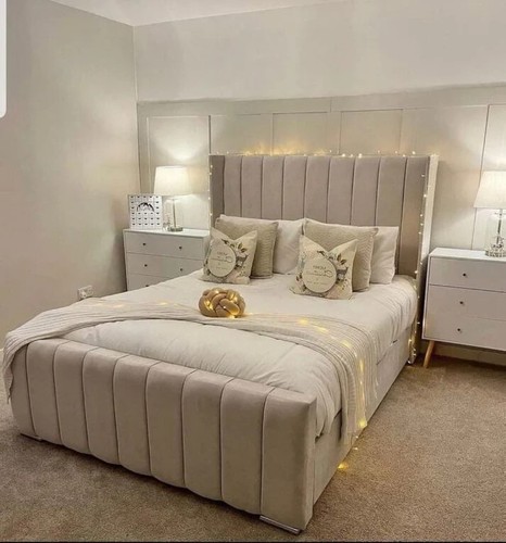 Winged panel bed frame velvet - bed,