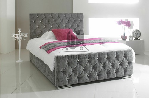 Diamond upholstered fabric bed - upholstered,