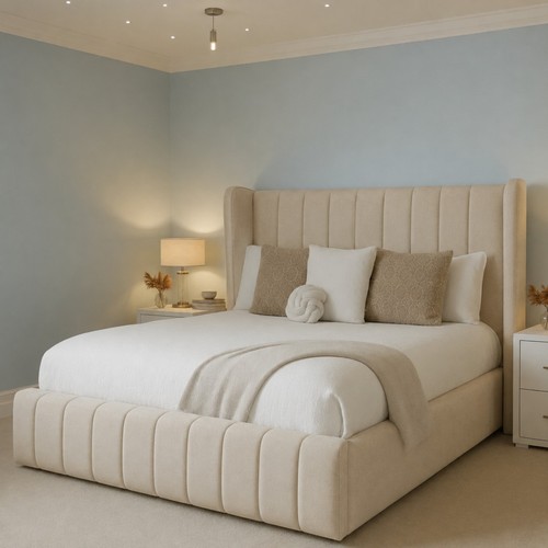 Winged panel bed frame plush - bed,