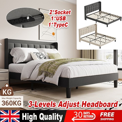 Bed frame linen upholstered - linen,