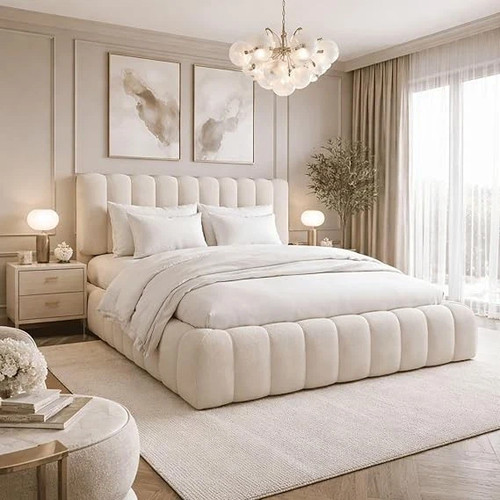 Boucle fabric bed - fabric,