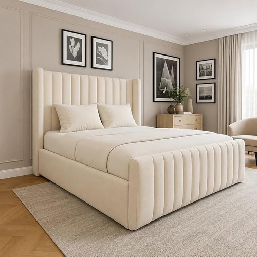 Winged panel plush velvet - velvet, bed