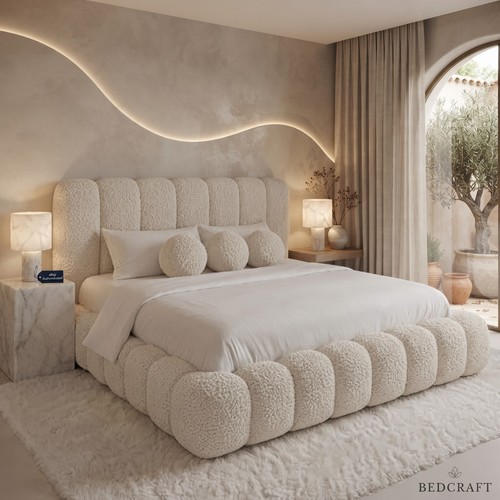 Luxury boucle fabric bed - luxury,