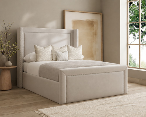 Double winged panel bed - double, frame