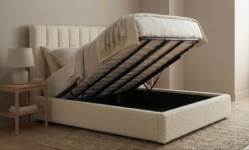 Cream boucle ottoman gas - gas, lift