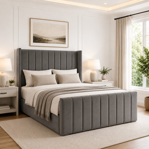 Winged panel bed frame plush - panel,